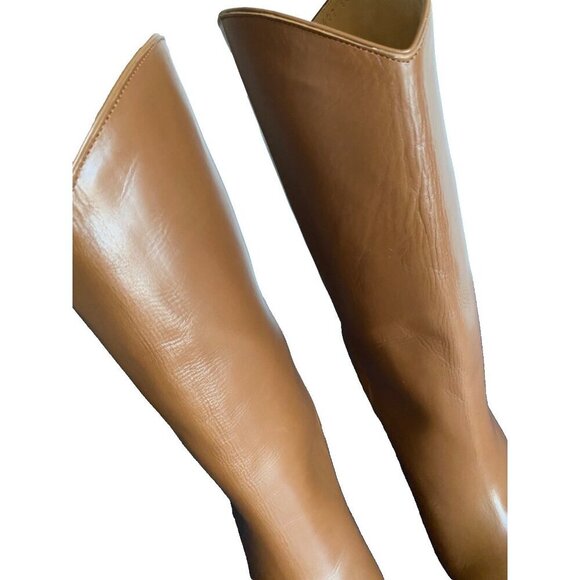 Lucchese Clarissa Western Dress Boot Sz 6.5 Luggage Leather Pointed Toe Mid Calf - Picture 9 of 16